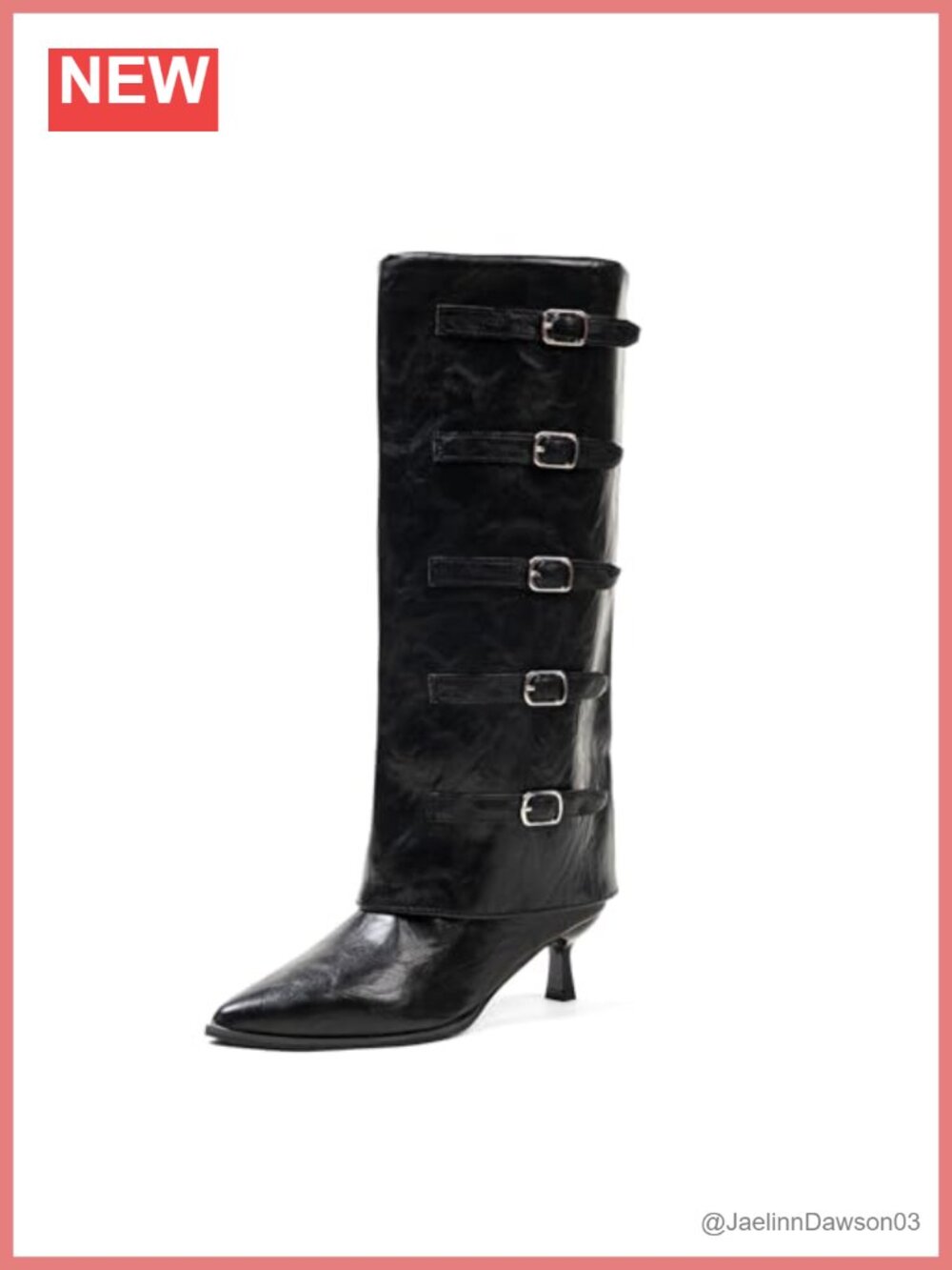 Knee High Faux Leather Boots Pointed Toe High Heel Block Riding Boots